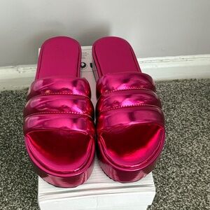 Metallic Pink Slide Sandals